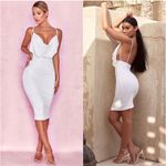 House Of CB  Samara White Cowl Front Draped Jersey Dress Photo 5
