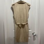 ZARA  Tan Taupe Long TrenchCoat Suede Vest Belted Size XS Photo 4