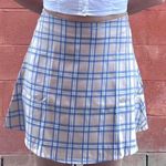 Princess Polly Blue, Beige Checkered Plaid Mini Skirt Photo 5