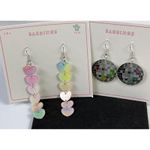 Colorful Pastel Heart Dangle Earrings & Disco Ball Earrings Set Women Cute Fun Pink Photo 1