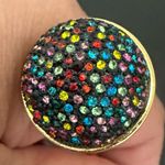 Trina Turk Gold-tone Multicolored Rhinestones Ball Cap Ends Cuff Collar Necklace Photo 6