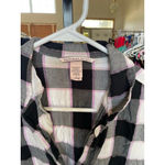 Victoria's Secret Women's Black White Plaid Flannel Pajama Shirt M Photo 2