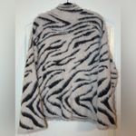 Philosophy  Women's Zebra Print Sweater Light Pink Black Fuzzy Nov Fashion Photo 2