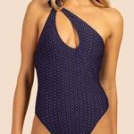 Trina Turk NWT  Adeline Maillot One Shoulder Cutout Swimsuit Navy‎ Size 10 Resort Photo 0