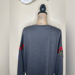 Very J NTM:  Thicker Charcoal Long Sleeve Top with 3D Rose Embroidery Sz XL Photo 12