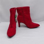 Impo Virgie Red Rhinestone Ankle Boots Women 6M Pointed Toe Heel Zip Maximalist Photo 1