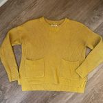 Madewell Crewneck sweater burnt yellow gold boxy crop pockets women’s size XXS Photo 0