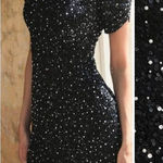 Mac Duggal 24003 Womens Black Gathered Short Sleeve Beaded Gown Photo 1