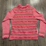 Northern Isles Cardigan Sweater Women's Small Pink Knit Ramie Fair Isle Vintage Photo 3