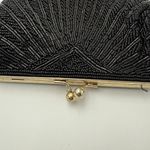 Vintage Joan Bari Black Beaded Clutch Shell Gold Evening Pouch Bag Photo 4