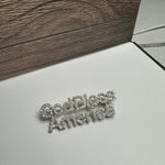 God Bless America Rhinestone Brooch Pin Silver Tone Clear For American Patriot Photo 5