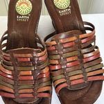 Earth Spirit Brown and Tan Mules with Woven Design Photo 0