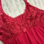 Babydoll Slip Top Women S VTG Red‎ Lace Chemise Silky Sheer Sleepwear Adjustable Red Photo 1