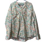 st. john's bay Women Size 2X Floral Button Down Shirt Long Sleeve Cotton Pockets Photo 0