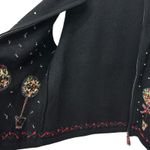 Charter Club  Vest Women's Medium Black Wool Beaded Embroidered Christmas Holiday Photo 4