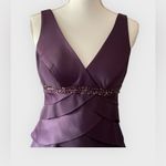 Alex Evenings Women Purple Sleeveless Layered Ruffle V-Neck With Beaded Waist Photo 3
