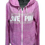 PINK - Victoria's Secret VS PINK Pink/White Zip Up Sweatshirt‎ Size Medium Long Sleeve Logo Lightweight Photo 0