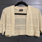 HOT SHOT Vintage Crop Knit Cardigan Cover Up Top Women’s Shirt Sz XL EUC Tan Photo 0