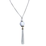 Vintage white chain tassel boho festival retro necklace White Photo 2
