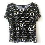 East 5th Black White Yellow Abstract Art Short-Sleeve T-Shirt Blouse Large Photo 0