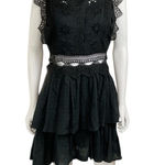 Entro ‎ Medium Black Eyelet Lined Tiered Ruffle  Crochet Boho Dress Photo 0