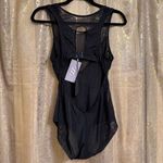 Samantha Chang Jet Set Sheer Black Mesh Bodysuit Large NWT Photo 1