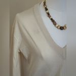 J.Crew Cream Knit V Neck Sheer Light Blouse 100% Wool Tie Bell Sleeves Sz XS Photo 7