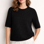 COS  Black Textured Cotton Knit Half Sleeve Minimalist Top Women Size S Photo 0