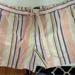 Loft  Pink and Blue Striped Shorts with Drawstring Waist Size L NWOT Photo 1