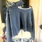 Dance & Marvel Buckle-  Charcoal One Side Off-the-Shoulder Sweater Photo 0