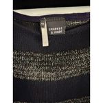 Sparkle & Fade  Navy Blue Stripe Lightweight Sheer Wide Neck Top Shirt Sz M Photo 2