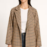 Joie  Multicolor Plaid Fleece Mid Length Blazer Cardigan Coat Jacket Photo 0