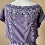 Parker | Purple Drop Waist Embroidered Off-Shoulder Peasant Dress Sz S Photo 4