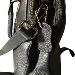 HESHE Women's Pebble Leather Shoulder Tote Bag Black 12X4.5X10 Silver Hardware Photo 2