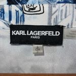 Karl Lagerfeld  PARIS Printed Long‎ Roll-Tab Sleeve Collared Button Up Top Small Photo 6
