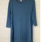 Chico's Petite 3/4-Sleeve Side-Slit Tunic LP 2P Plus Sz 2 Blue Knit tee blouse Photo 0