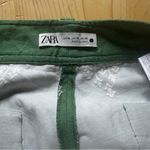 ZARA Green Pants with White Embroidered Accents Photo 2