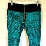 Nike  Epic Tight Fit Cropped Running Leggings Teal/Black Print Size S Photo 2