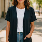 Chico's  Womens Sweater Vest Size 1 Medium 8 Mona‎ Black Long Cardigan NEW Photo 0