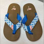 Vineyard Vines Watercolor Whale Blue Thong Flip Flops Sandals sz 5 Photo 1