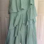 Pearl by Lela Rose Green Ruffle Stripe Asymmetrical Midi Skirt cotton poplin Size 2 Photo 0