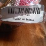 Handcrafted Pink Seed Bead, White Crystal, and Sequin Cuff Bracelet Photo 8