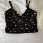 Hollister  black cropped keyhole tank top with yellow sunflowers Photo 1