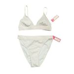 Xhilaration Women’s Size M Bikini Top & Bottom Silver Grey Ribbed Triangle NWT Photo 1