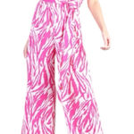 Tyche Women's Thunder Bolt Strapless Draped Bolt Jumpsuit in Hot Pink Size Med Photo 0