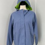 Hanna Andersson XS Blue, Lime Green Unisex Windbreaker Hooded Rain Jacket Blue Photo 0