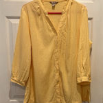 White Stag  Shirt‎ Women's Large Yellow Button Up Top Semi Sheer Pool Beach Photo 0
