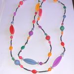 Vintage Black Pink Yellow Colorful Boho Beaded Retro Necklace Photo 6