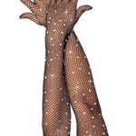 Rhinestone Fishnet Gloves Black Photo 0