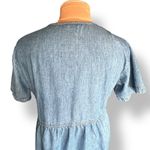 90s Denim Midi Dress USA Made Button Front Short Sleeve Empire Waist Jean Dress Blue Size M Photo 6